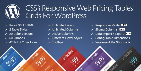 CSS3 RESPONSIVE WORDPRESS COMPARE PRICING TABLES